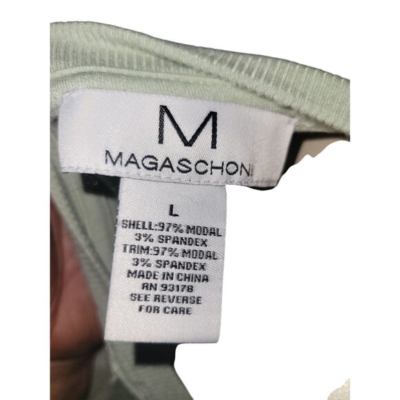 Magaschoni Sage Green Modal Blend V-Neck Long Sleeve Pullover Sweater L - Picture 5 of 5